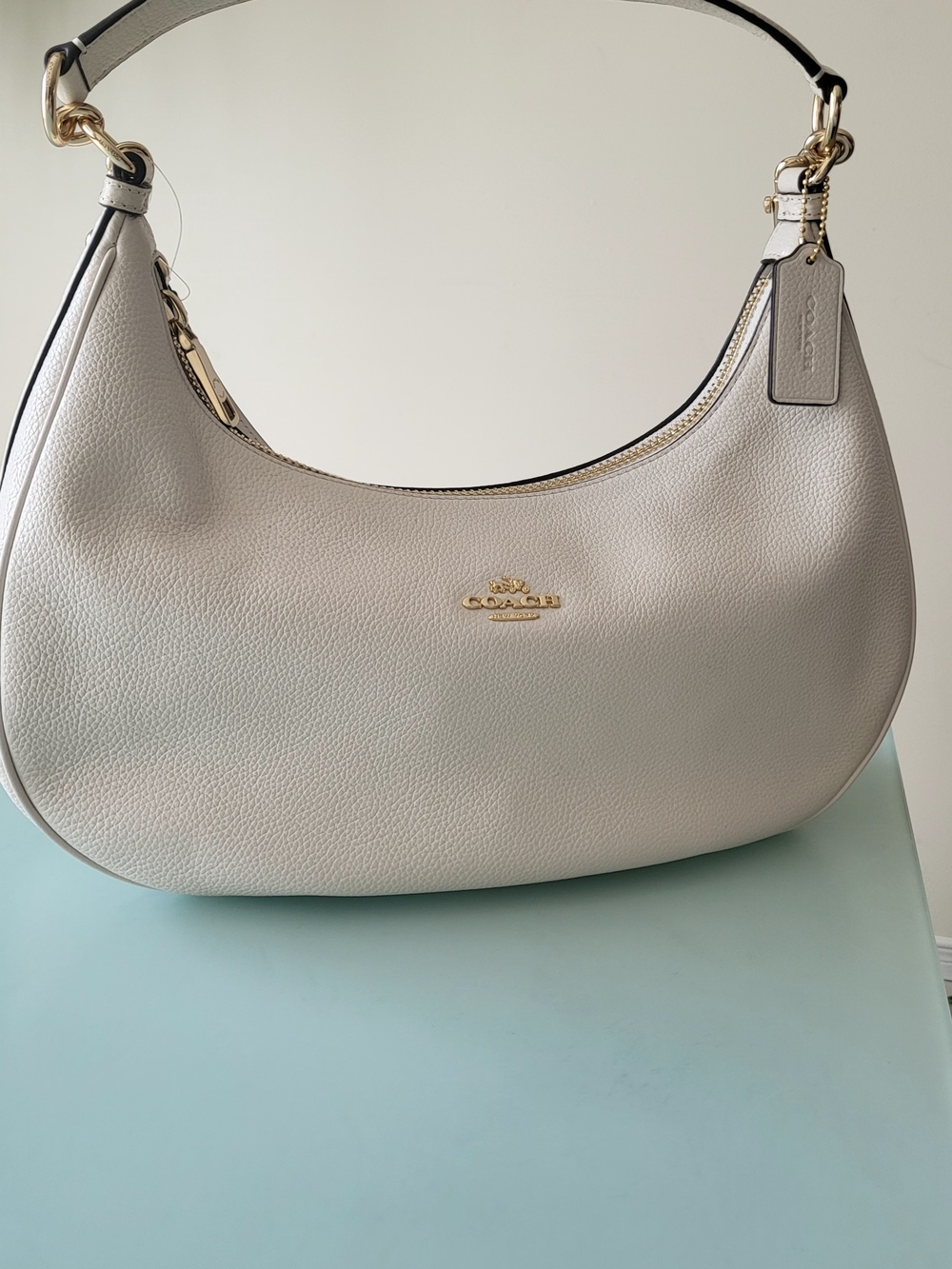 Coach Cream Pebbled Leather Shoulder Hobo with Gold Hardware - Picture 2 of 11